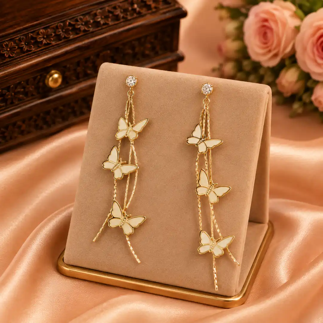 Golden Butterfly Cascade Drop Earrings 🦋✨