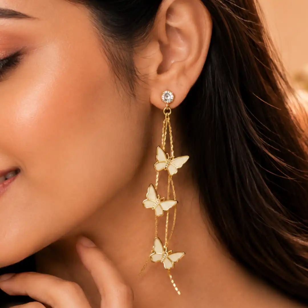 Golden Butterfly Cascade Drop Earrings 🦋✨ - Image 2