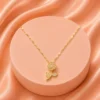 Golden Rose Bloom Crystal Pendant Necklace