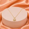 Golden Sunburst Crystal Pendant Necklace
