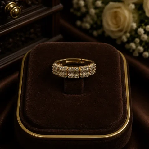 Elegant Geometric Diamond Band Ring