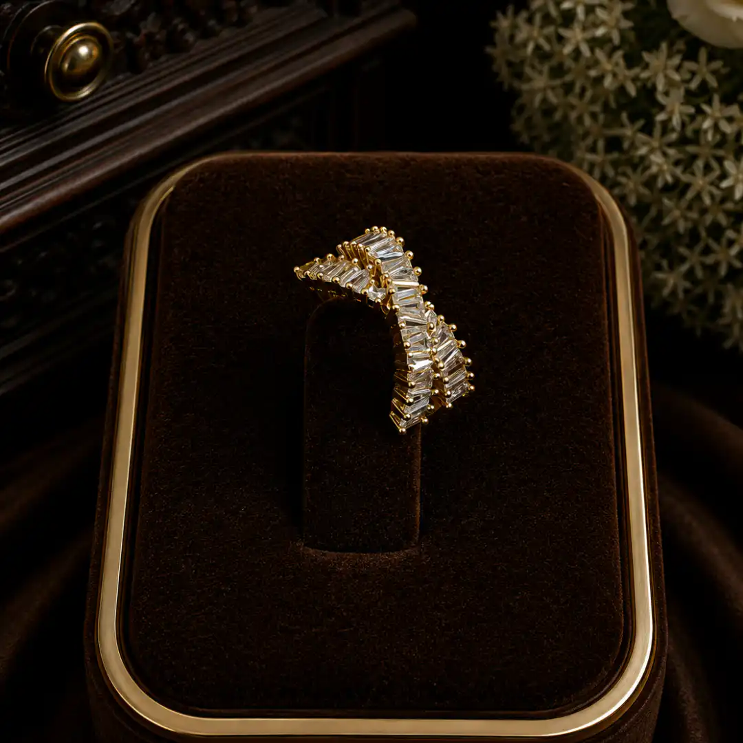 Elegant Baguette Stone Leaf Drop Earrings