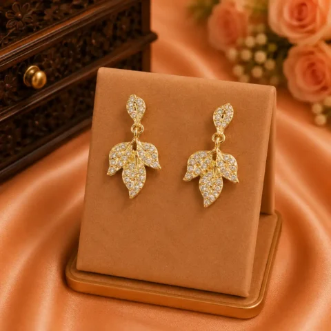 Elegant Floral Leaf Drop Earrings
