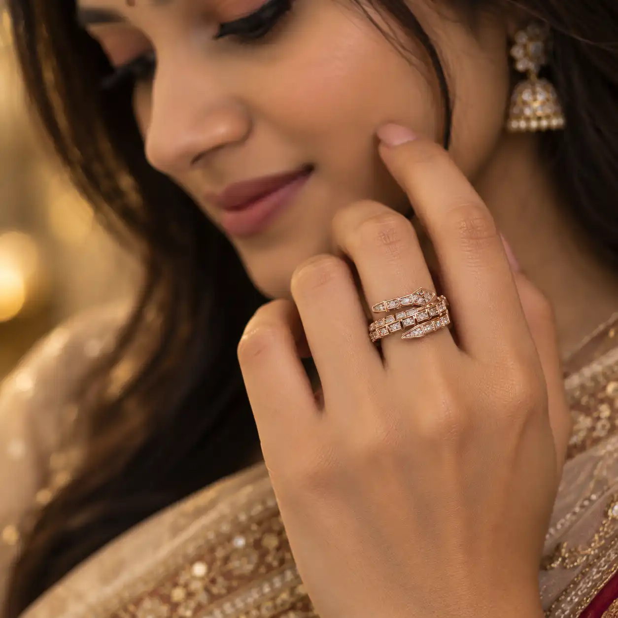 Modern Double-Band Geometric Statement Ring - Image 2